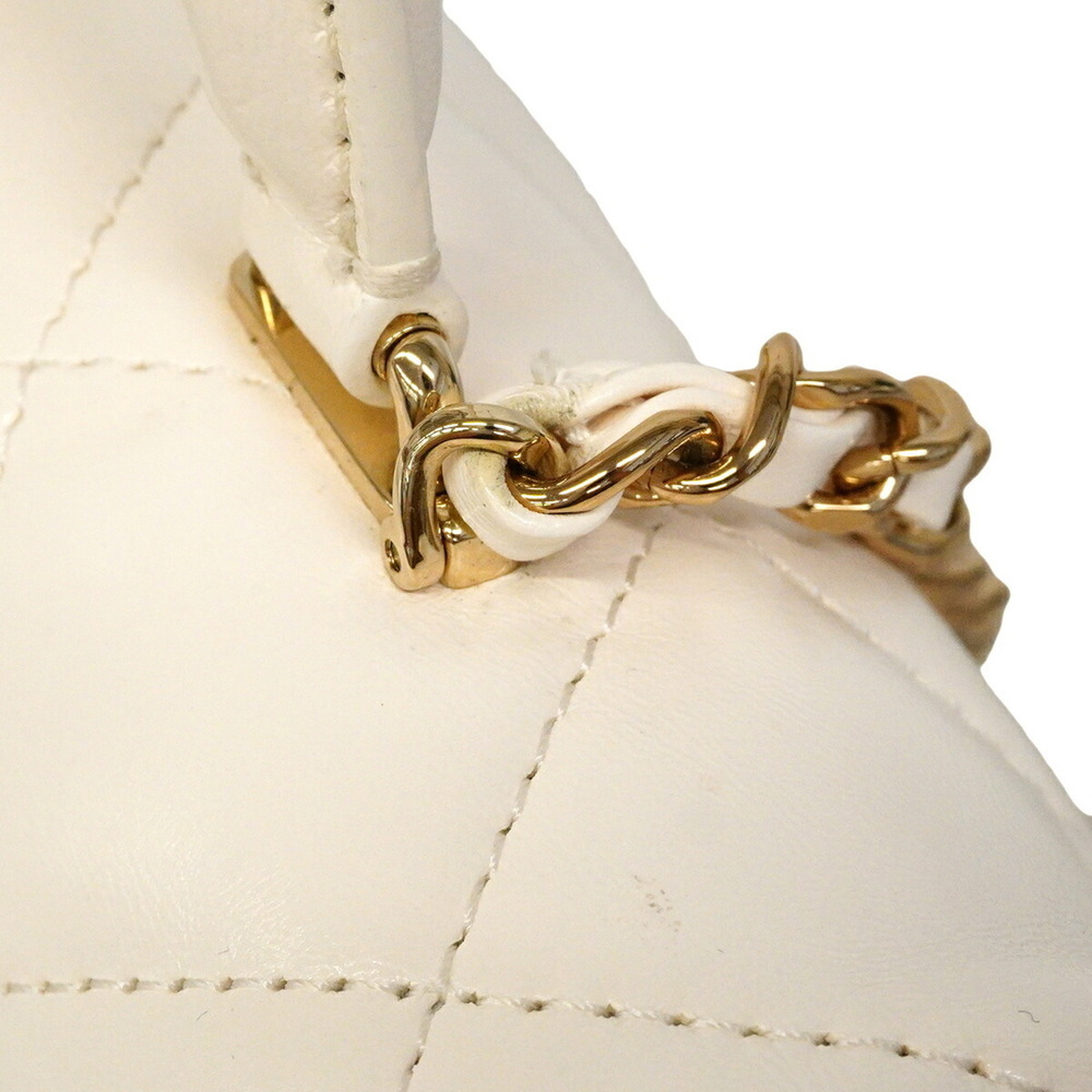 Chanel Matelassé Chain Shoulder Handbag, Lambskin, White/Champagne, 2-way Bag... - Picture 8 of 11